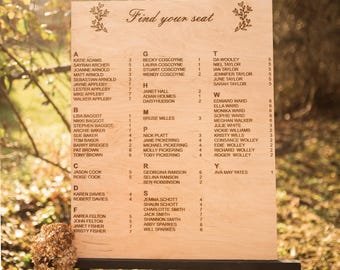 Wooden Wedding Seating Chart Sign, Find Your Seat Sign, Table Seating Chart, Wedding Signage & Decor, Custom Wedding Seating Plan.