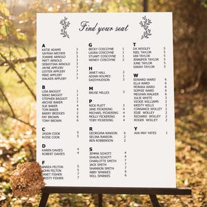 Personalized Wooden Wedding Seating Chart,  Custom  Find Your Seat Sign with Your Wedding Details , Elegant and Unique Seating Chart.