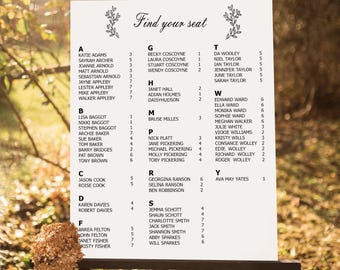 Personalized Wooden Wedding Seating Chart,  Custom  Find Your Seat Sign with Your Wedding Details , Elegant and Unique Seating Chart.