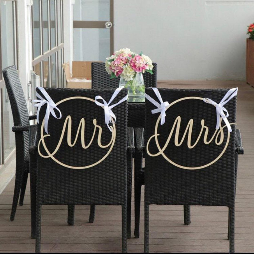 Rustic Wooden Mr and Mrs Wedding Signs – Elegant Chair Decor, Wooden ...