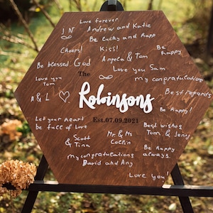 Custom Alternative Wedding Guest Book – Wooden Guest Book with Personalization & Warm Wishes – Unique Keepsake for Couples.