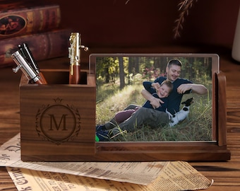 Birthday Gift Personalized Frame Pen Holder-Custom Wood Desk Organizer, Makeup Brush and Pencil Cup-Graduation Gift, Desk Accessorie