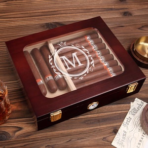 Vatertag Benutzerdefinierte Top Glas Zigarren Humidor - Personalisierte Trauzeugen Geschenk, Hochzeitsgeschenk, Zigarrenkiste, Geschenk für Ihn, Papa, Geburtstag, Geschenke für Männer