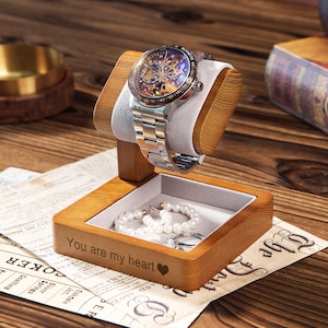 Birthday Gift Watch Stand, Personalized Watch Holder, Wooden Watch Dock, Gifts for Him, Fathers Gift, Bracelet Holder, Watch Accessories