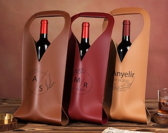 Fathers Day Custom Engraved Leather Wine Tote Bag Personalized Wine Bag Wine Caddy,Wedding Gifts,Corporate Gifts,Gifts for Wine Lovers
