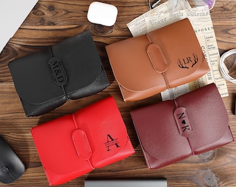 Christmas Personalized Cable Organizer,Leather Charger Case,Leather Macbook Charger Holder,Travel Electronics Bag,Cord Organizer Pouch
