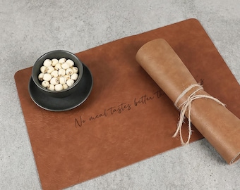 Mother's Day Gift,Personalized Table Runner, Custom Leather Placemats, Square Coasters, Heat Resistant, Waterproof, Housewarming Gift