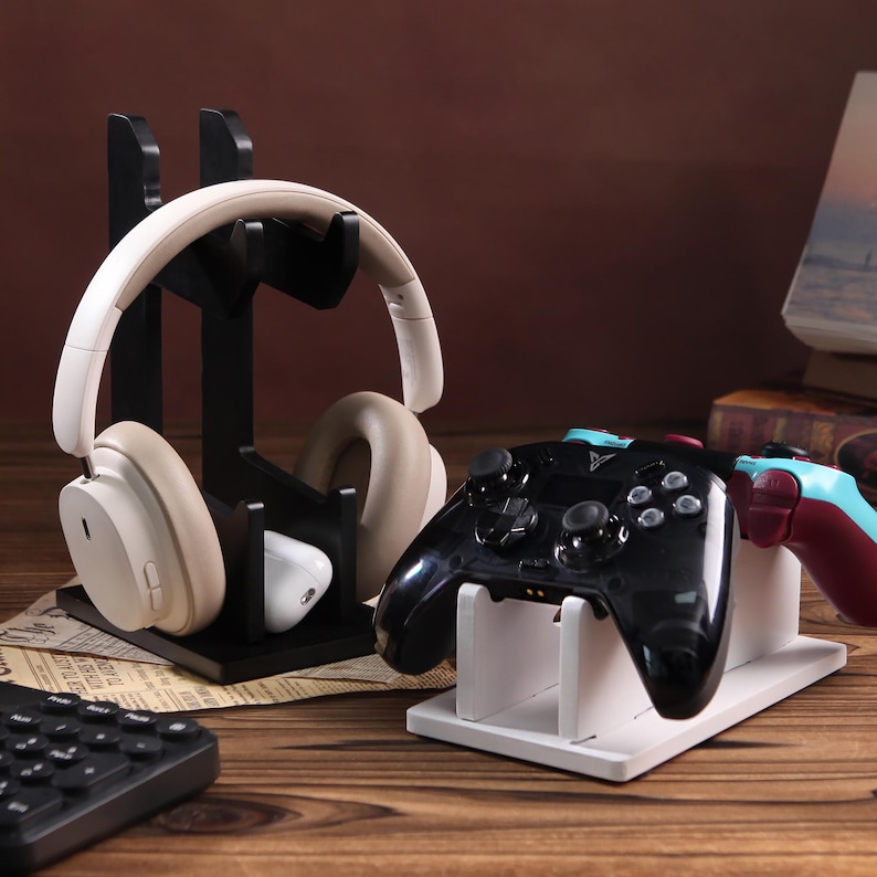 Fathers Day Personalized Game Controller &Headphone Stand-Controller Organizer,Gamer Room Decor,Gift for Gamers,Music Lover,Gifts for Him bild 2