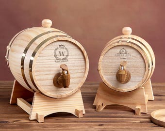 Personalized Engraved Whiskey Barrel–Mini Wooden Wine Barrel,Groomsmen Gift,Wedding Gift,Birthday,Gift for Him,Grandpa,Dad,Couple,Wine Lover