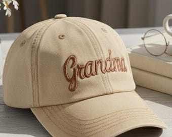 Grandmother Embroidered Hat: Chino Cotton Twill Grandma Cap - Etsy