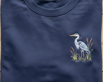 Great Blue Heron Bird Embroidered Sweatshirt, Nature Lover Gifts, Bird Watching Shirt, Bird Lover Gifts, Gift for Him, Gifts for Her