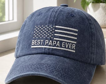 Gorra bordada con la bandera estadounidense "El mejor papá del mundo", gorra patriótica para papá, gorra de regalo para el Día del Padre, gorra orgullosa de papá de EE. UU., gorra de regalo para abuelo