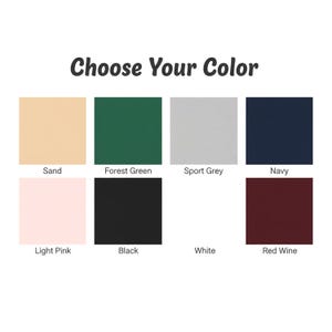 Puede incluir: Imagen que muestra una gu&iacute;a de selecci&oacute;n de color con el texto "Elige tu color". La gu&iacute;a presenta ocho muestras de color: Arena, Verde Bosque, Gris Deportivo, Azul Marino, Rosa Claro, Negro, Blanco y Vino Tinto.