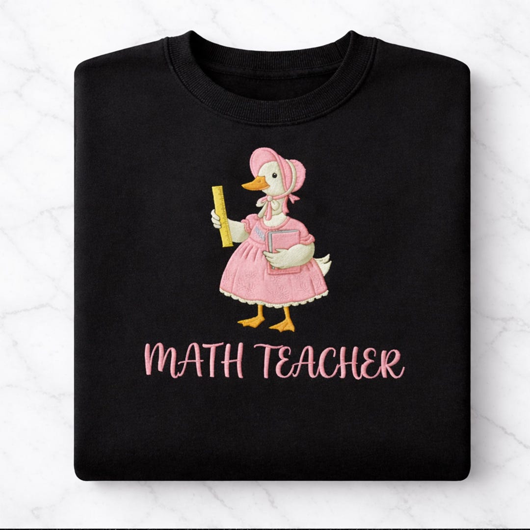 Math Teacher Goose Embroidered Sweatshirt, Cute Teacher Crewneck, Goose ...