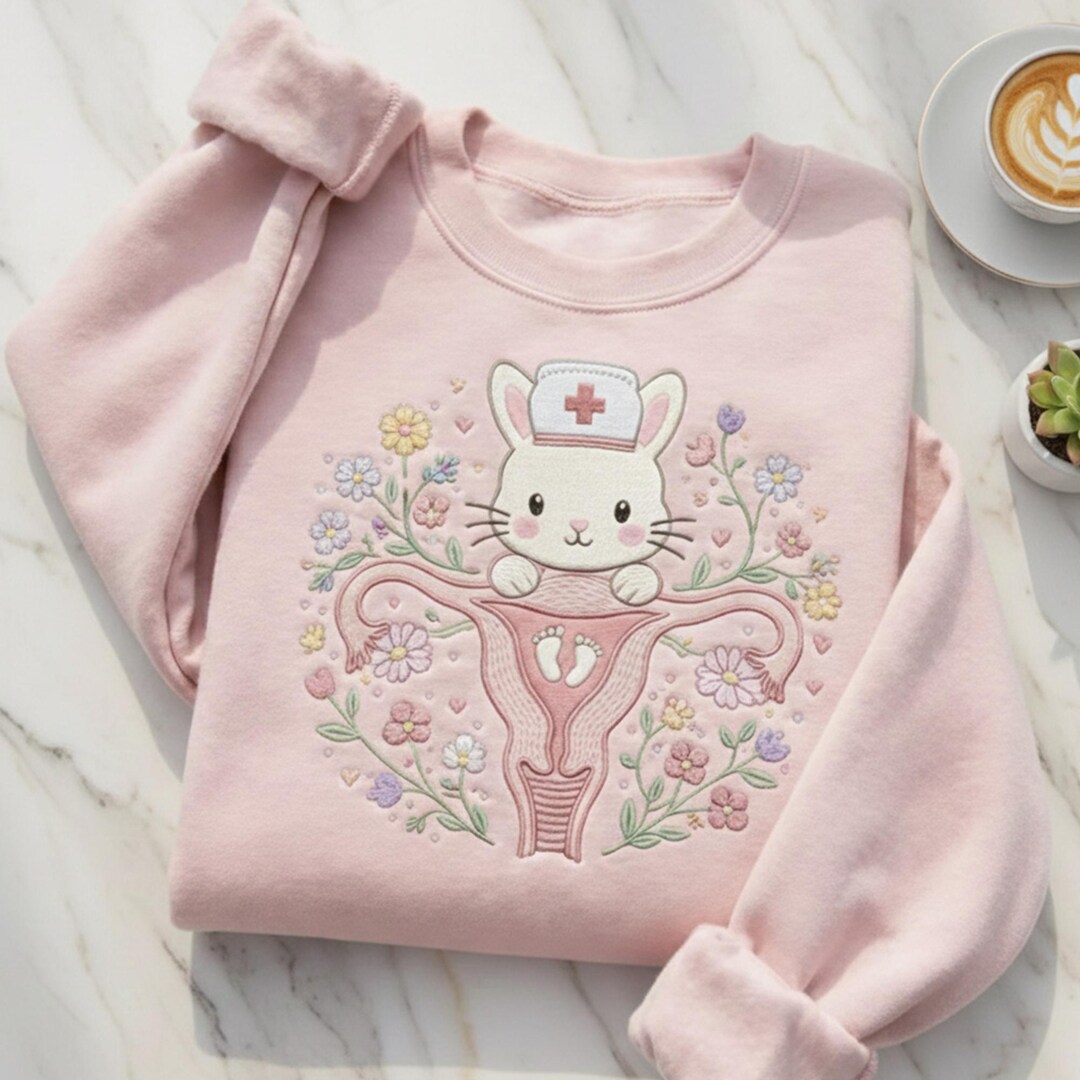Easter OBGYN Nurse Embroidered Sweatshirt, Bunny Nurse Crewneck ...