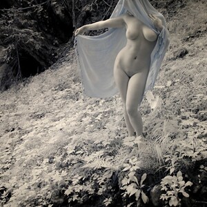 Infrared artistic nude photography naked in nature fine art photo print sensual outdoor Priestess in Infrared 01 MATURE image 2