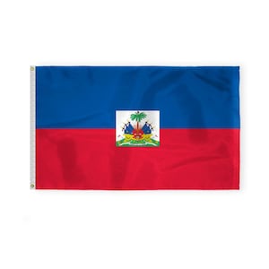 Haiti Country Flags with Seal Outdoor 200D Nylon Banner, Haitian National Flags with Brass Grommets, Multiple Sizes & Styles