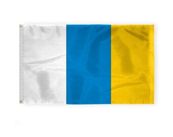 Bandera de Canarias: Bandera de exterior de nailon con ojales de latón