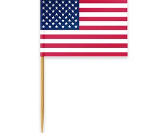 USA Flag Toothpick Cupcake Toppers: Patriotic Party Decorations - 100 Pack