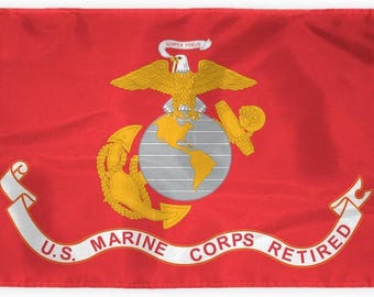 USMC Retired Flag Heavy Duty Nylon – U.S. Marine Corps Veteran Retirement Gift