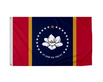Mississippi State Flag: Nylon with Brass Grommets - Multiple Sizes