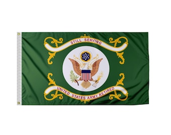 US Army Retired Flag: Heavy Duty Nylon, Brass Grommets