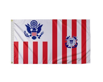 USA Coast Guard Ensign Flag: 200D Nylon, Brass Grommets