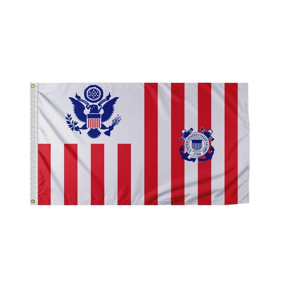 USA Coast Guard Ensign Flag: 200D Nylon, Brass Grommets