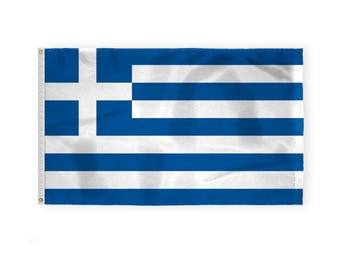 Bandera de Grecia de nailon 200D con ojales de latón. Banderas griegas en varios tamaños y estilos.