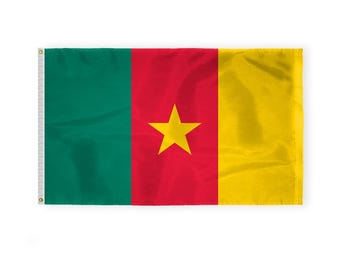 Cameroon Nylon Flag: Outdoor Use with Brass Grommets