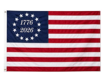 PromoPatriot 250th Anniversary Flag 3x5ft Embroidered 400D Nylon- Brass Grommets, Header- Betsy Ross Display