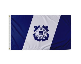US Coast Guard Auxiliary Ensign Flag – 200D Nylon Outdoor Flag with Stitched Edges