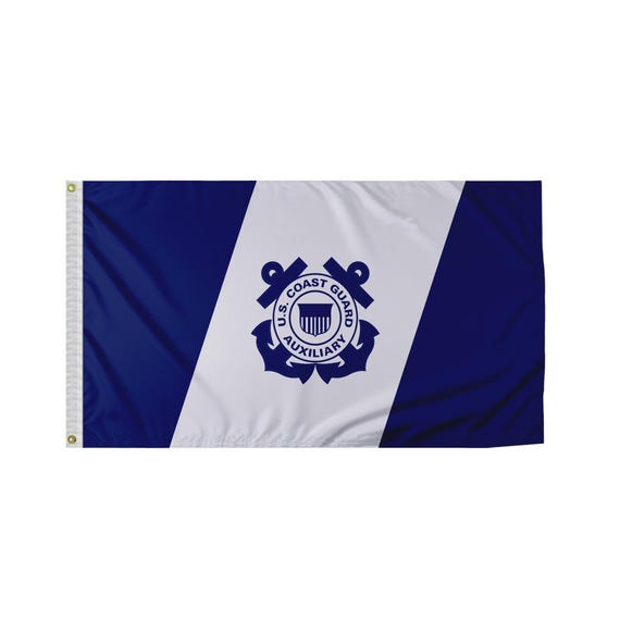 US Coast Guard Auxiliary Ensign Flag – 200D Nylon Outdoor Flag with Stitched Edges