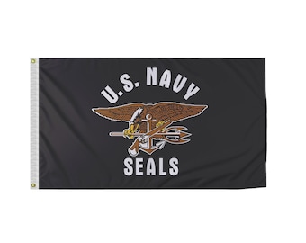 Bandera de los Navy Seals de EE. UU.: estandarte militar para exteriores de 90 x 150 cm
