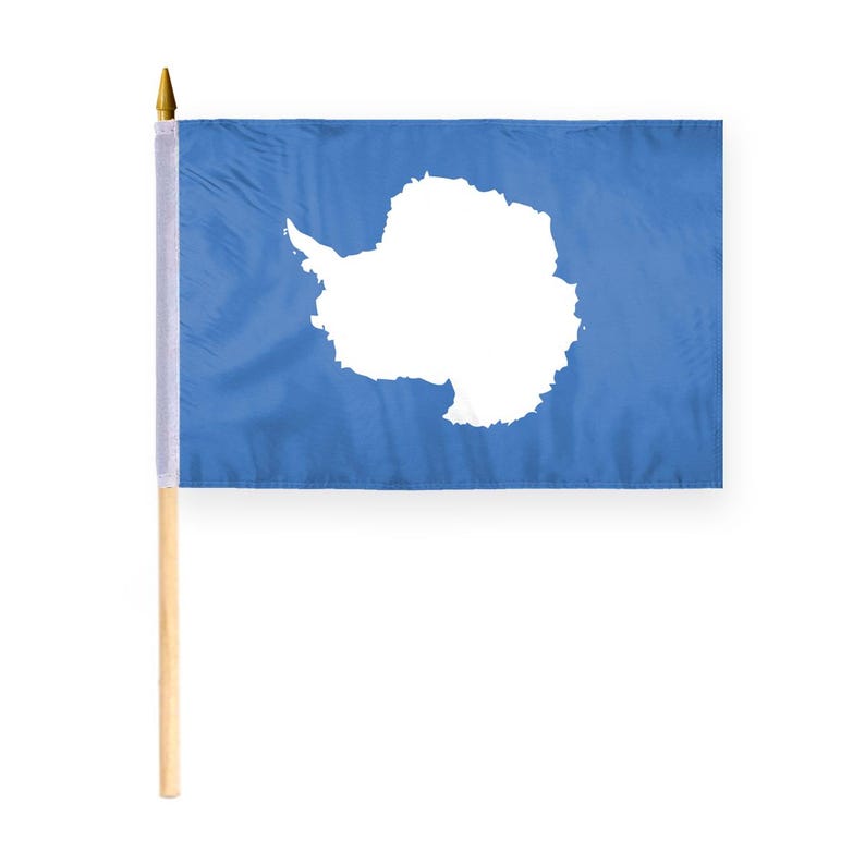 Antarctica Flag – Graham Bartram Design 200D Nylon with Sewn Edges | Multiple Sizes Available 12"x18"in Stick Flag