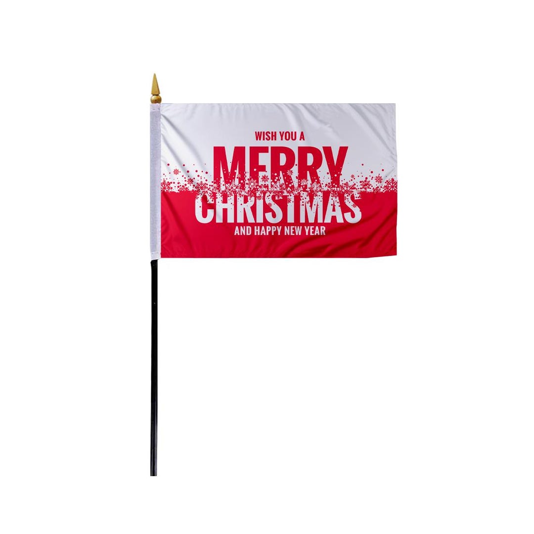 Mini Merry Christmas Stick Flag: 4x6in Polyester, Hand Held - Etsy
