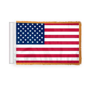 USA Car Antenna Flag Topper with Gold Fringe -4"x6" and 12"x18" American Flag, Polyester, Perfect for Cars, Parades & Patriotic Display