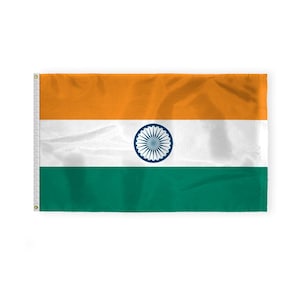 Indian Flag 200D Nylon with Brass Grommets, India Tricolor Tiranga Flag Banner Multiple Sizes & Styles
