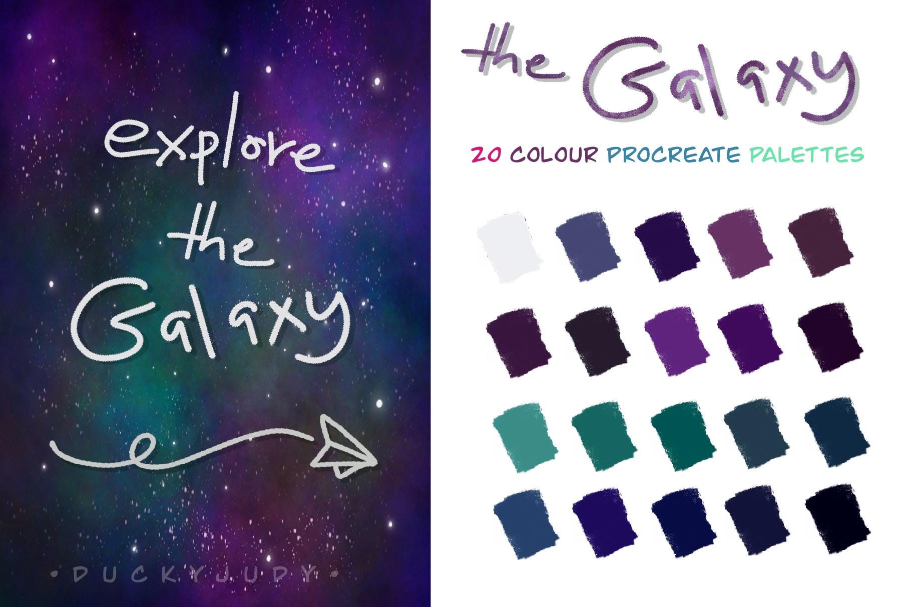 The Galaxy Procreate Swatches | Cool Colors | Procreate Color Palettes ...