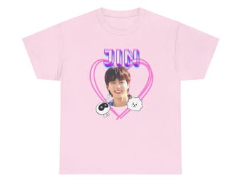 BTS Jin T-shirt. Concert Tee. Pink. Fun Design With RJ and Wootteo