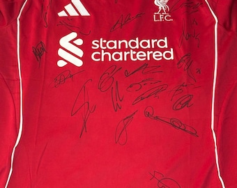 Camiseta del Liverpool de la temporada 25/26 firmada a mano con certificado de autenticidad.