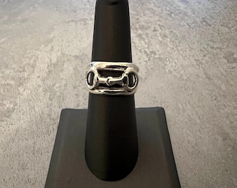 Horsebit Buckle 925 Sterling Silver Ring, Trendy Horse Bit Horse
