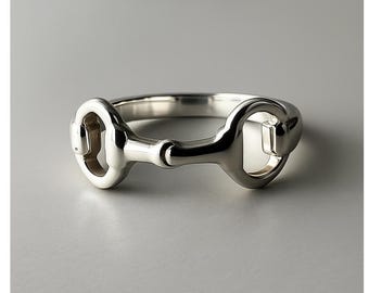 Sterling Silver Horsebit Ring, Equestrian Jewelry