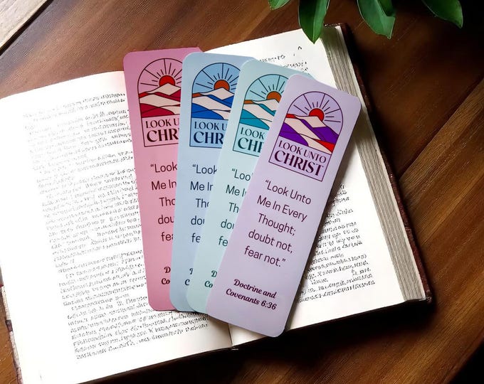 LDS Youth Theme Bookmark 2025 – “Look Unto Christ” D&C 6:36 Scripture | Young Women Young Men | Missionary, Baptism, Seminary Gift