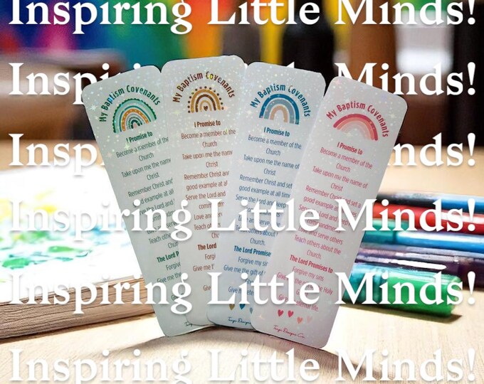 LDS Baptism Gift for Kids – “My Baptism Covenants” Rainbow Bookmark | Scripture Keepsake for Girls & Boys | Primary Baptism Gift