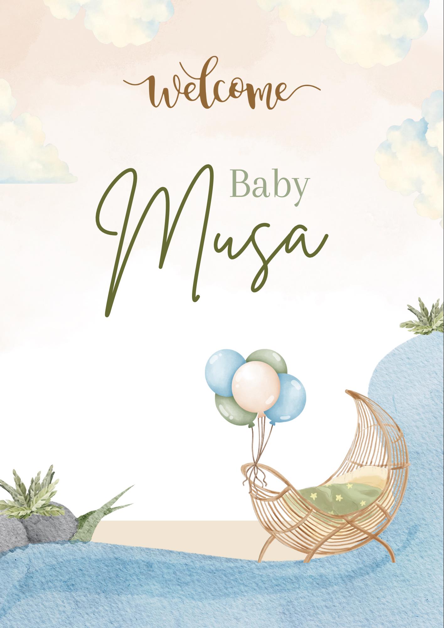 Musa Baby Welcome Baby Musa Digital Print | Party | Baby Arrival | Bedroom ...