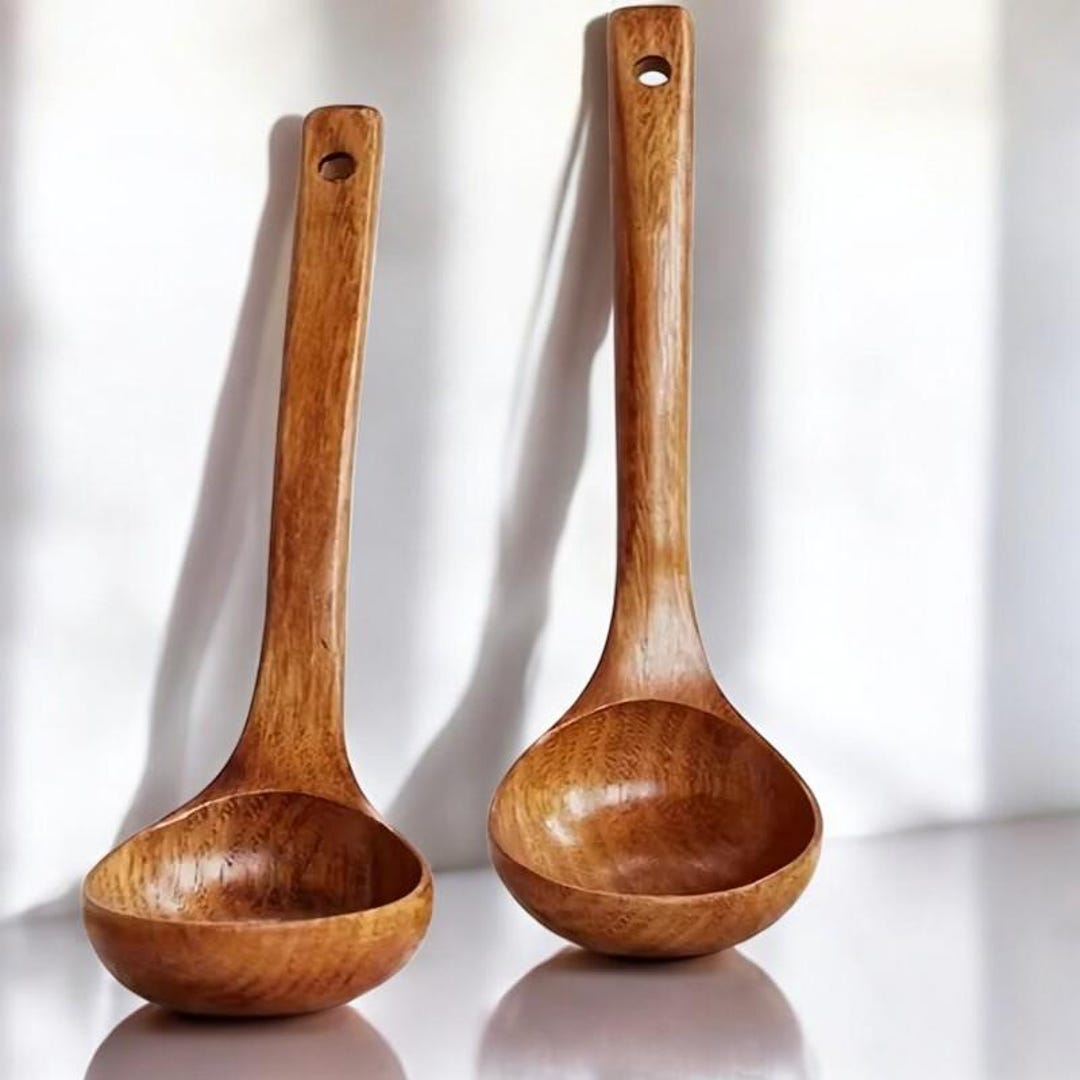 Handmade Lacquered Wooden Ladle Spoon - Large main image 1