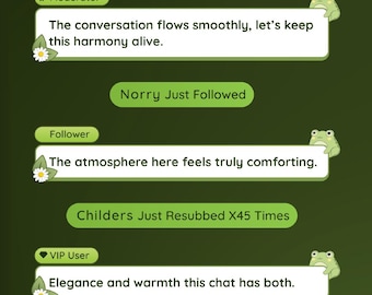 Froggy Twitch Chat Widget | Cottagecore Chat Overlay | Cozy Green StreamElements | OBS