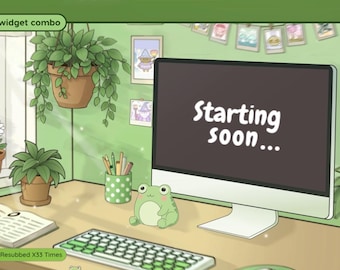 Froggy Streaming Overlay Pack | Cottagecore Green Frog Animated Assets (Digital Download)