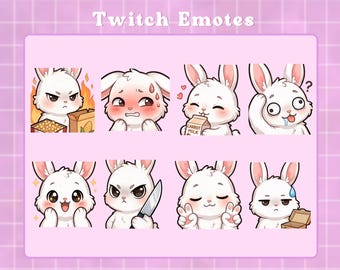 Animated Bunny Emote Package | White Chibi Rabbit | for Twitch Steamers
